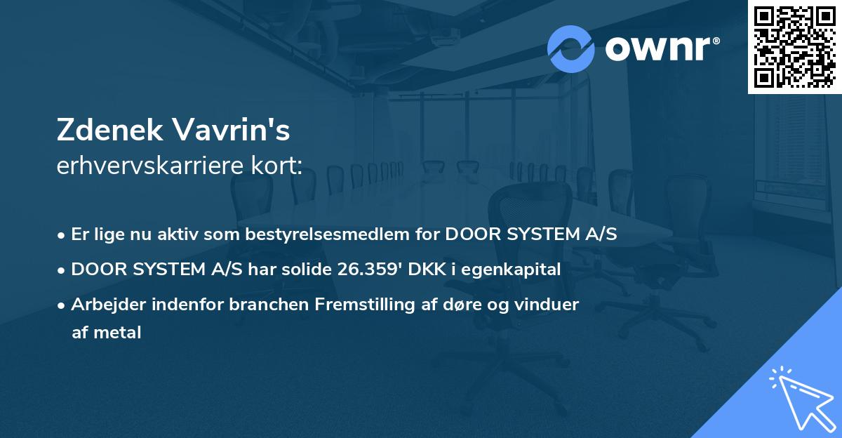 Zdenek Vavrin's erhvervskarriere kort