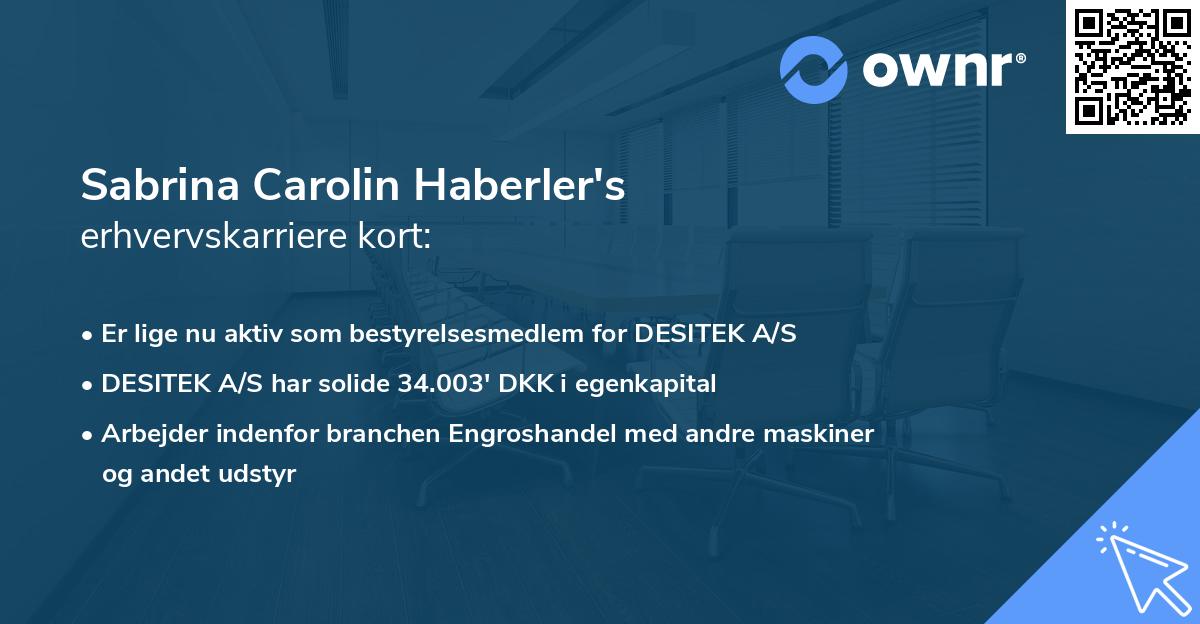 Sabrina Carolin Haberler's erhvervskarriere kort