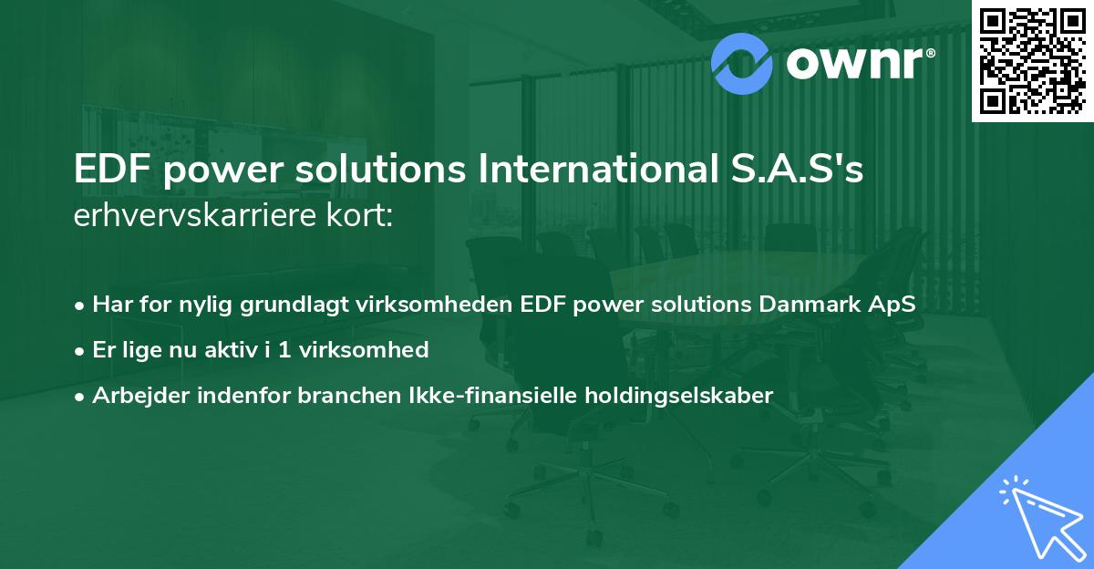 EDF power solutions International S.A.S's erhvervskarriere kort