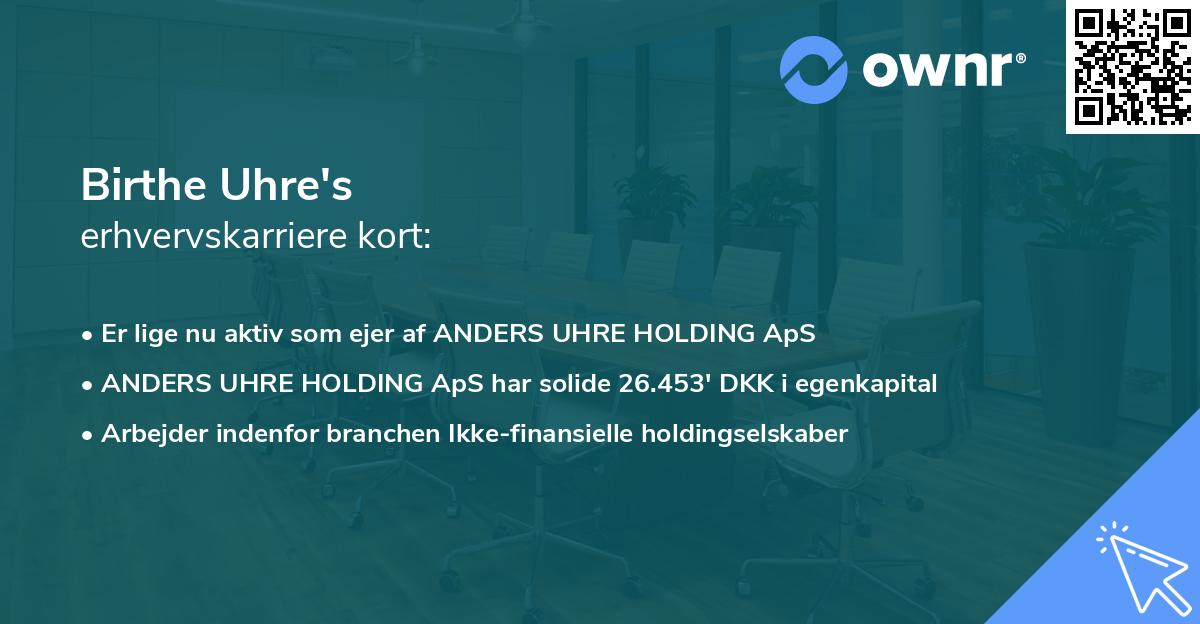 Birthe Uhre's erhvervskarriere kort