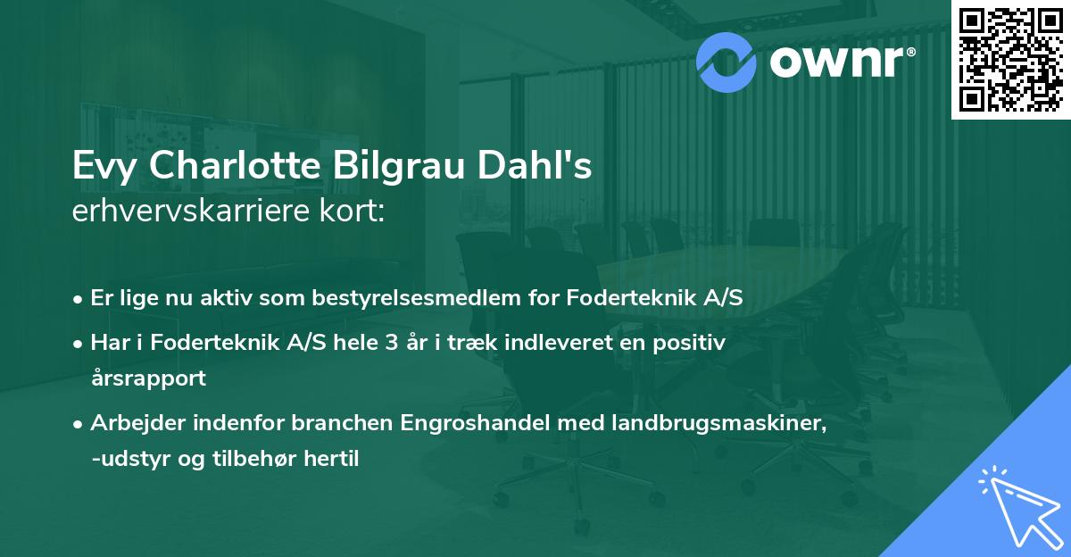 Evy Charlotte Bilgrau Dahl's erhvervskarriere kort