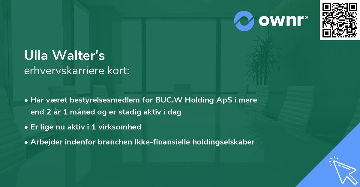 Ulla Walter's erhvervskarriere kort