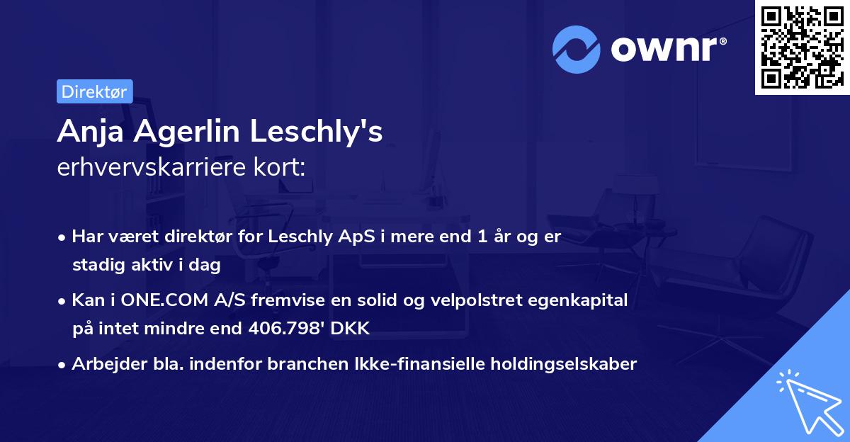 Anja Agerlin Leschly's erhvervskarriere kort
