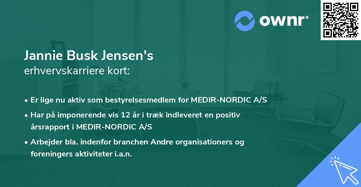 Jannie Busk Jensen's erhvervskarriere kort