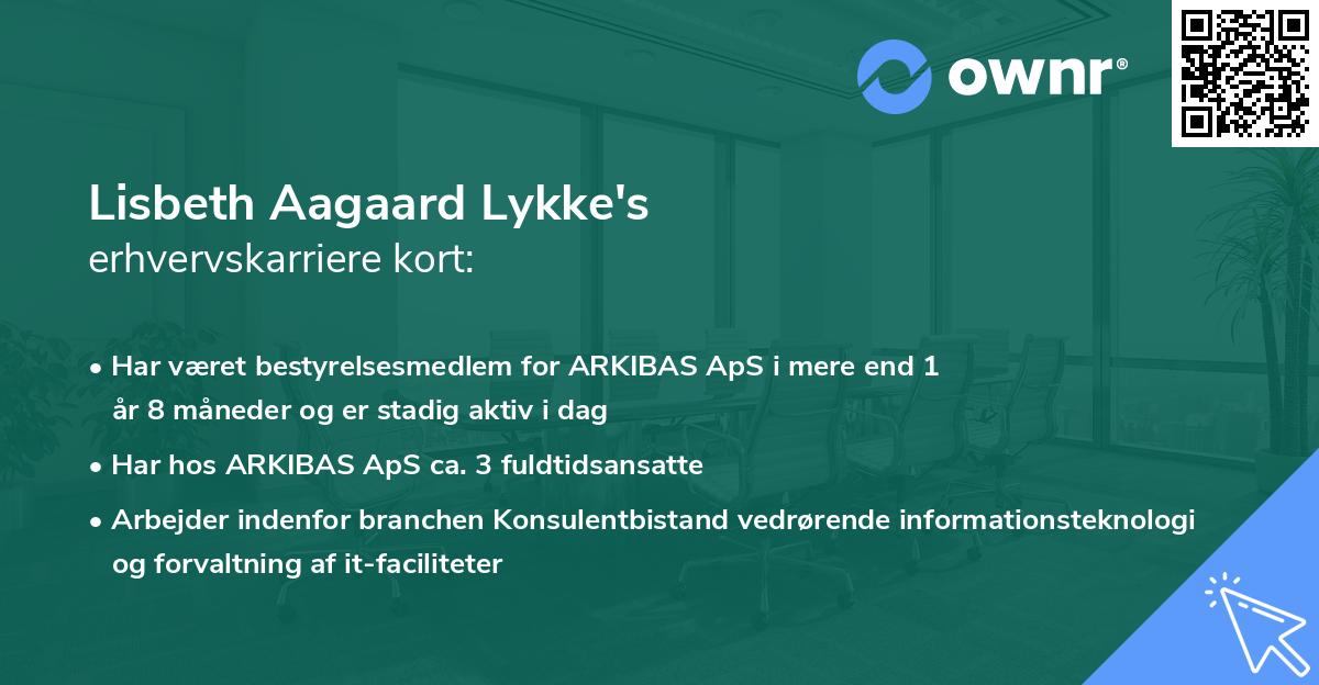 Lisbeth Aagaard Lykke's erhvervskarriere kort