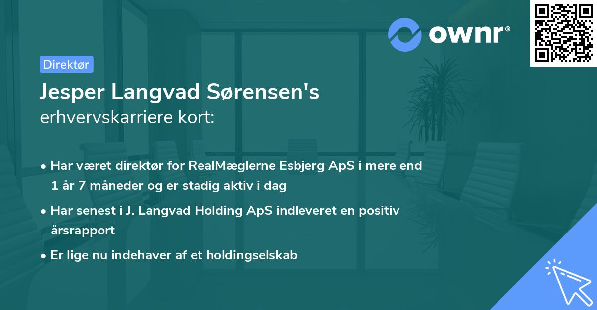 Jesper Langvad Sørensen's erhvervskarriere kort