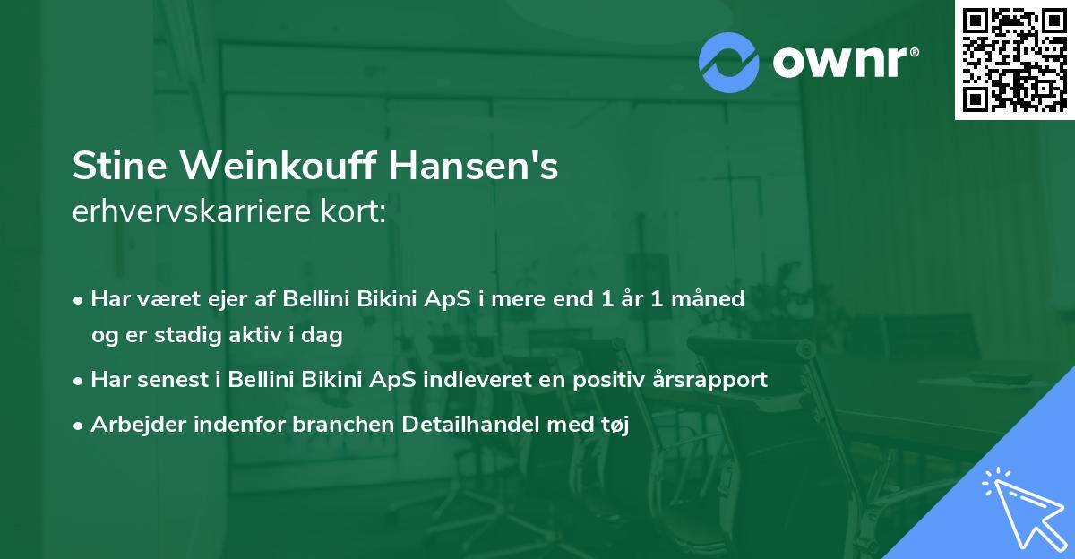 Stine Weinkouff Hansen's erhvervskarriere kort