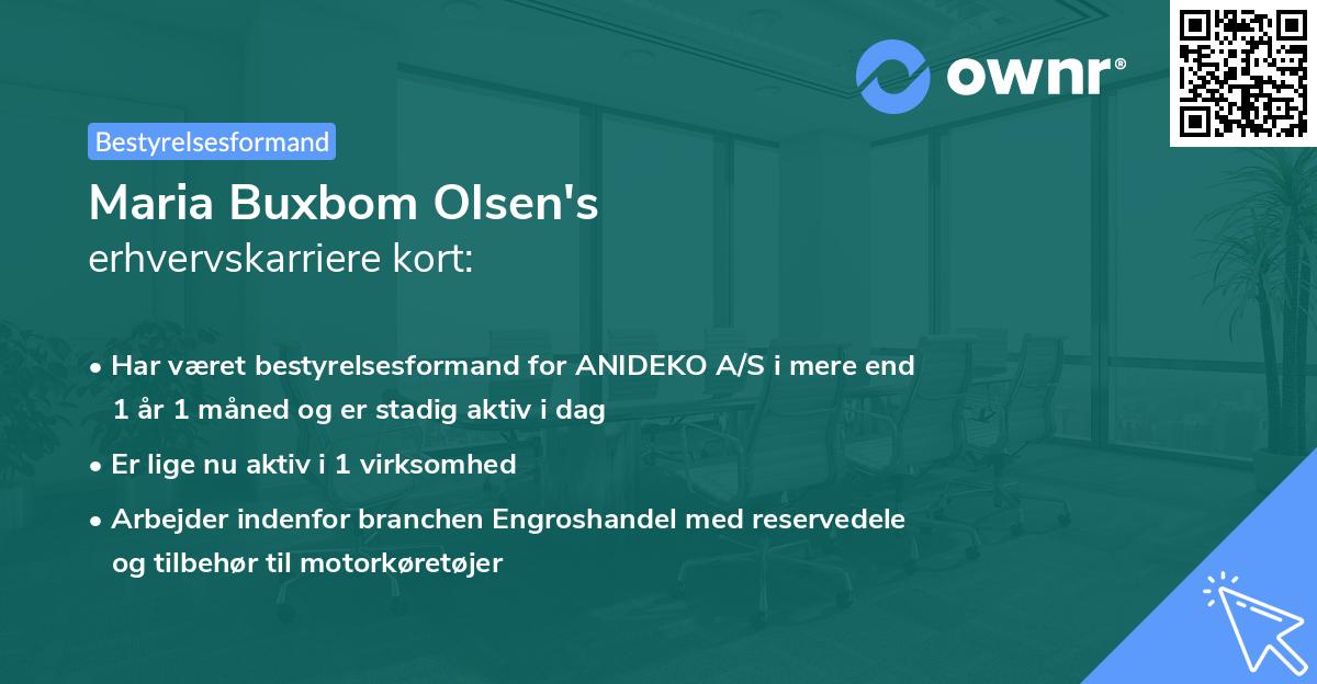 Maria Buxbom Olsen's erhvervskarriere kort
