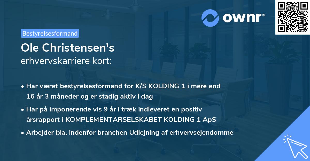 Ole Christensen's erhvervskarriere kort