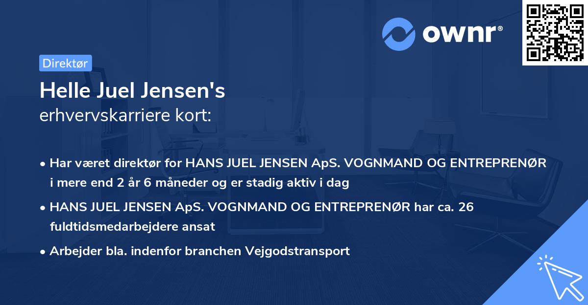 Helle Juel Jensen's erhvervskarriere kort