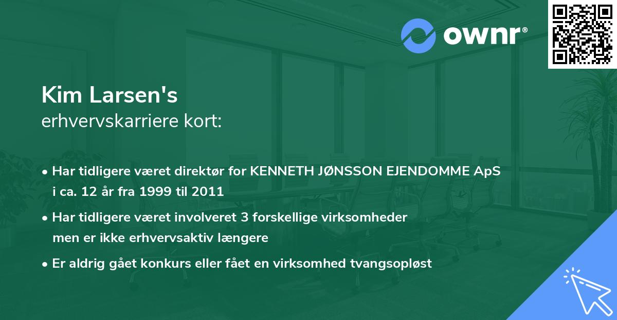 Kim Larsen's erhvervskarriere kort