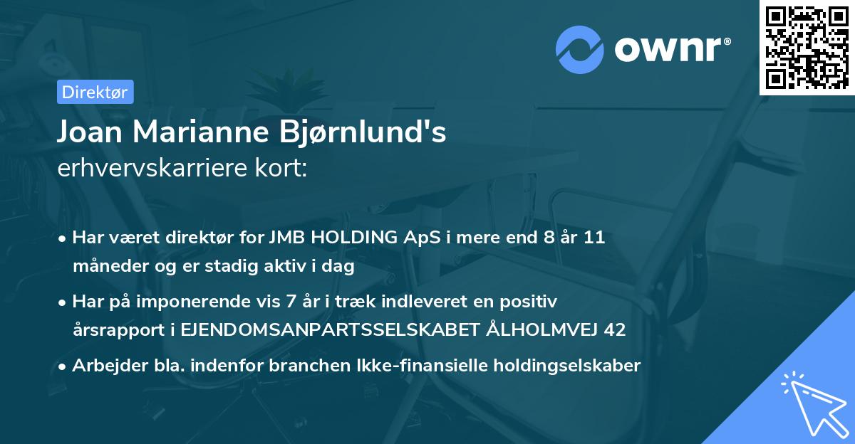 Joan Marianne Bjørnlund's erhvervskarriere kort