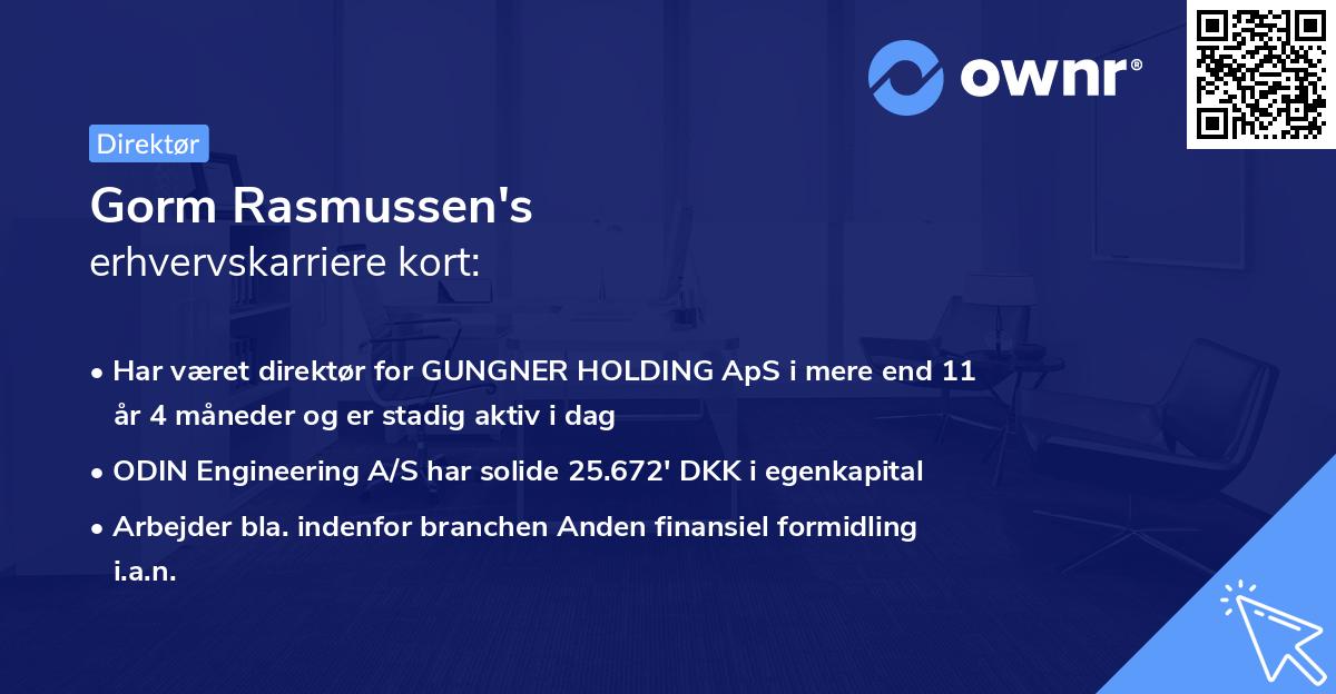 Gorm Rasmussen's erhvervskarriere kort