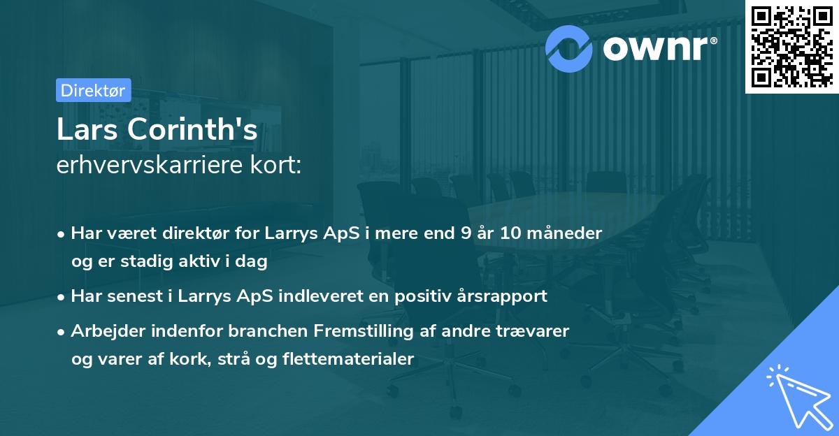 Lars Corinth's erhvervskarriere kort