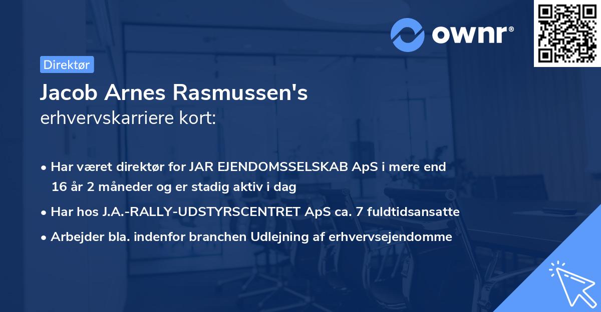 Jacob Arnes Rasmussen's erhvervskarriere kort