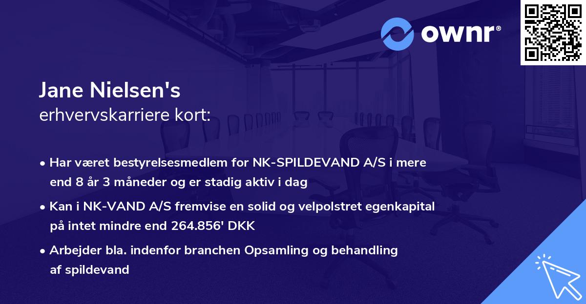 Jane Nielsen's erhvervskarriere kort