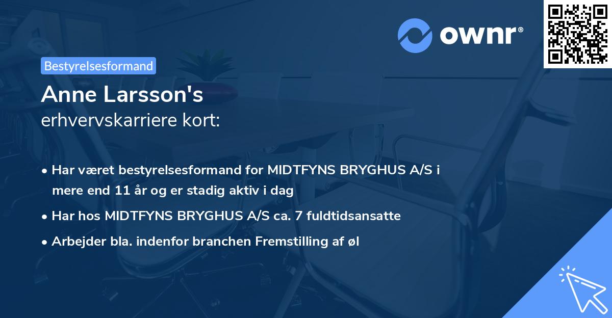Anne Larsson's erhvervskarriere kort