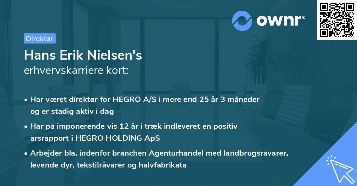 Hans Erik Nielsen's erhvervskarriere kort
