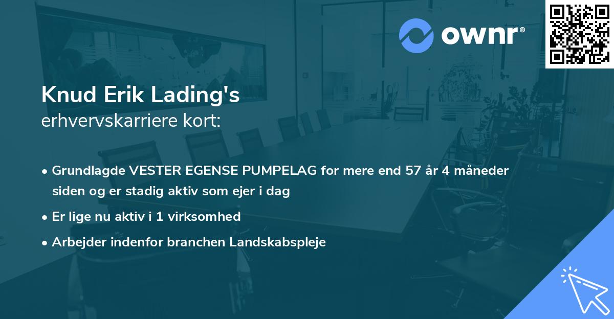Knud Erik Lading's erhvervskarriere kort