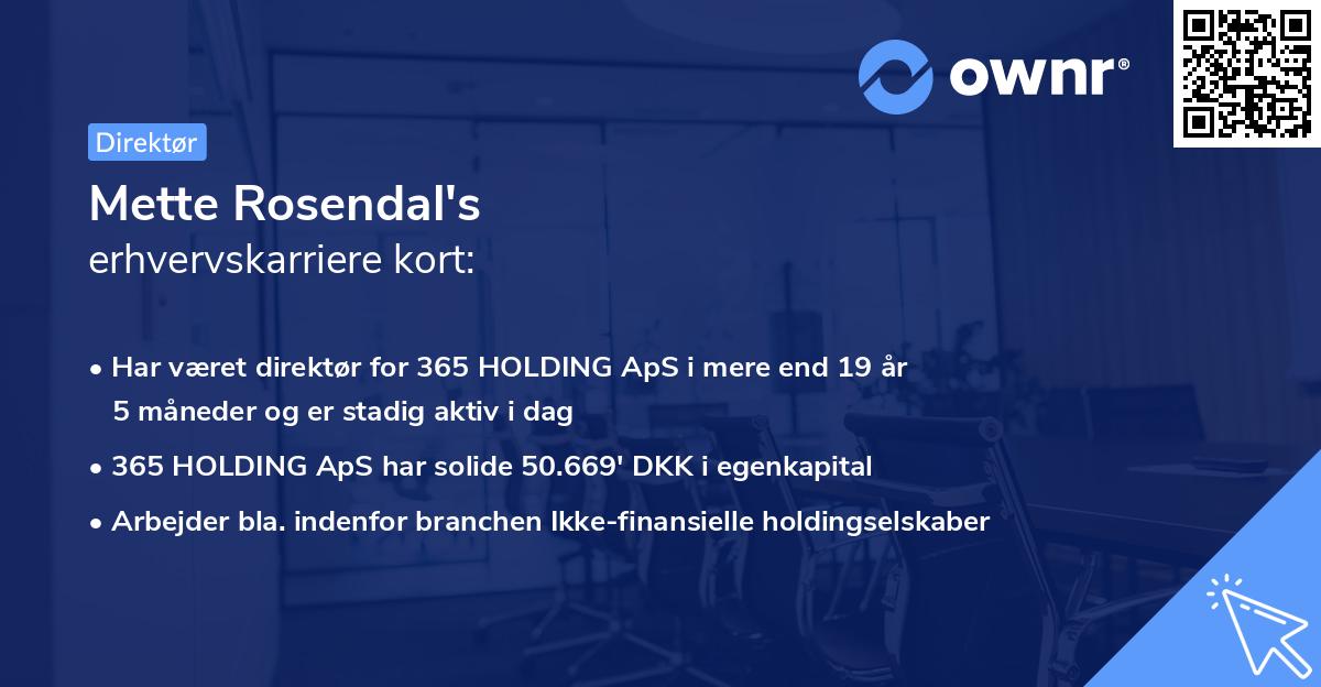 Mette Rosendal's erhvervskarriere kort