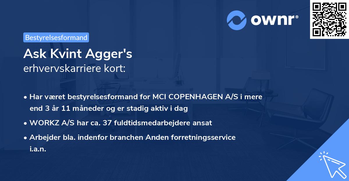 Ask Kvint Agger's erhvervskarriere kort