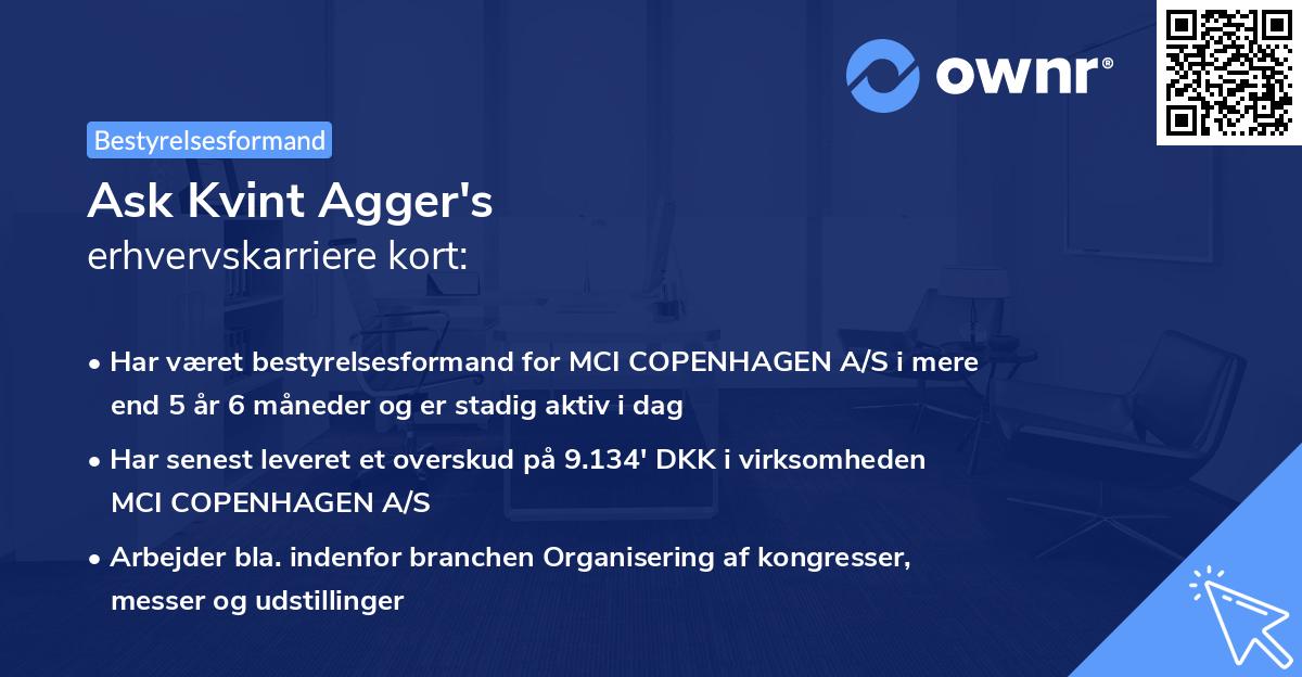 Ask Kvint Agger's erhvervskarriere kort