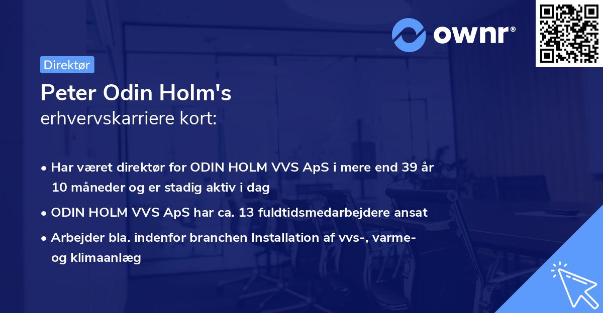 Peter Odin Holm's erhvervskarriere kort