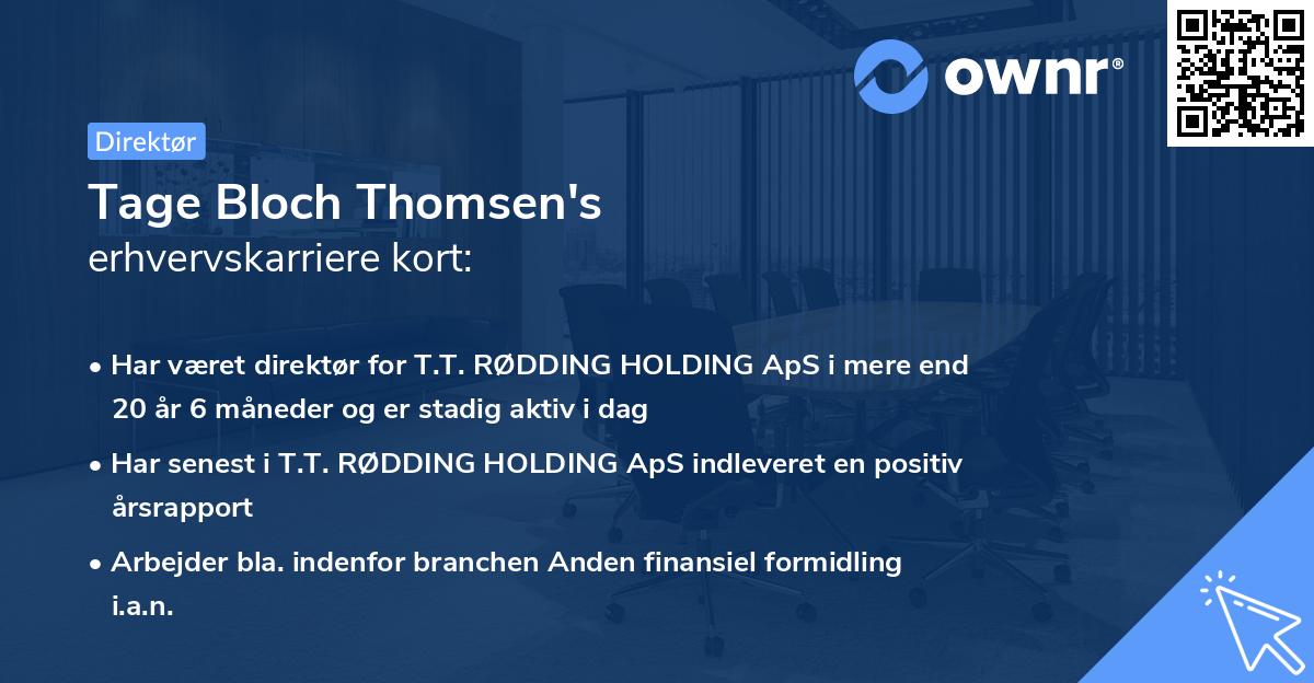 Tage Bloch Thomsen's erhvervskarriere kort
