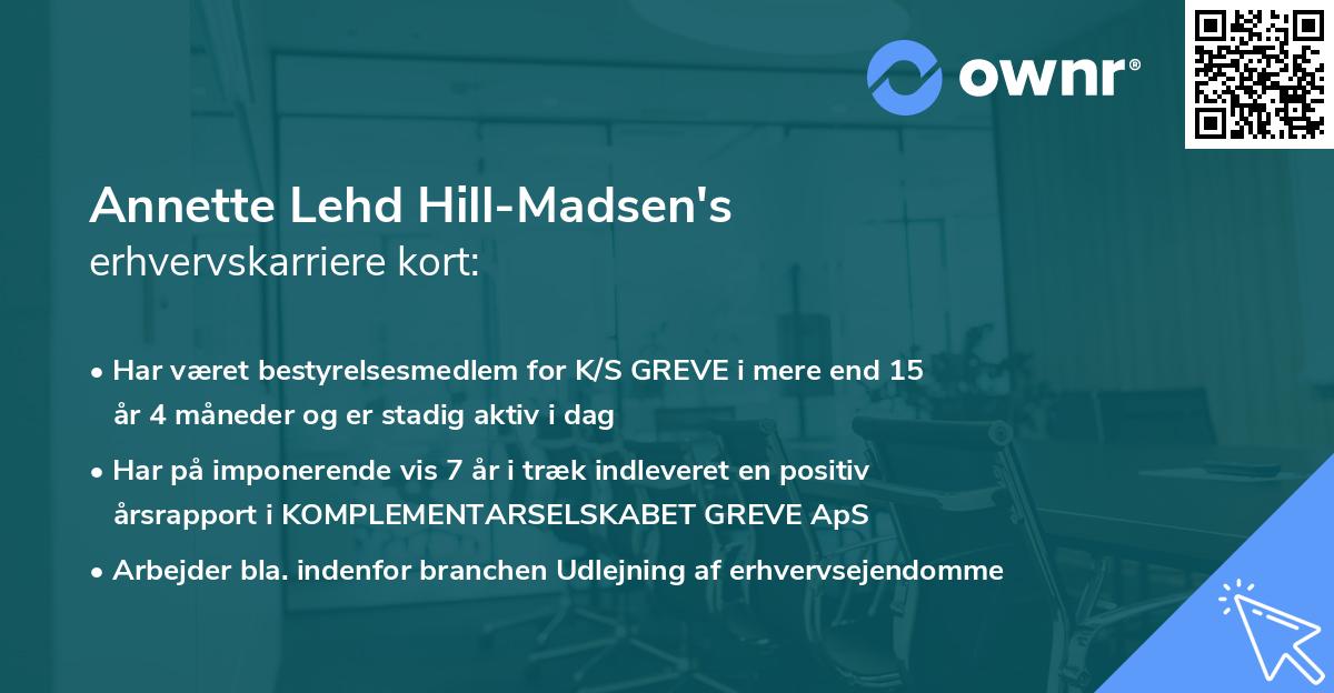 Annette Lehd Hill-Madsen's erhvervskarriere kort