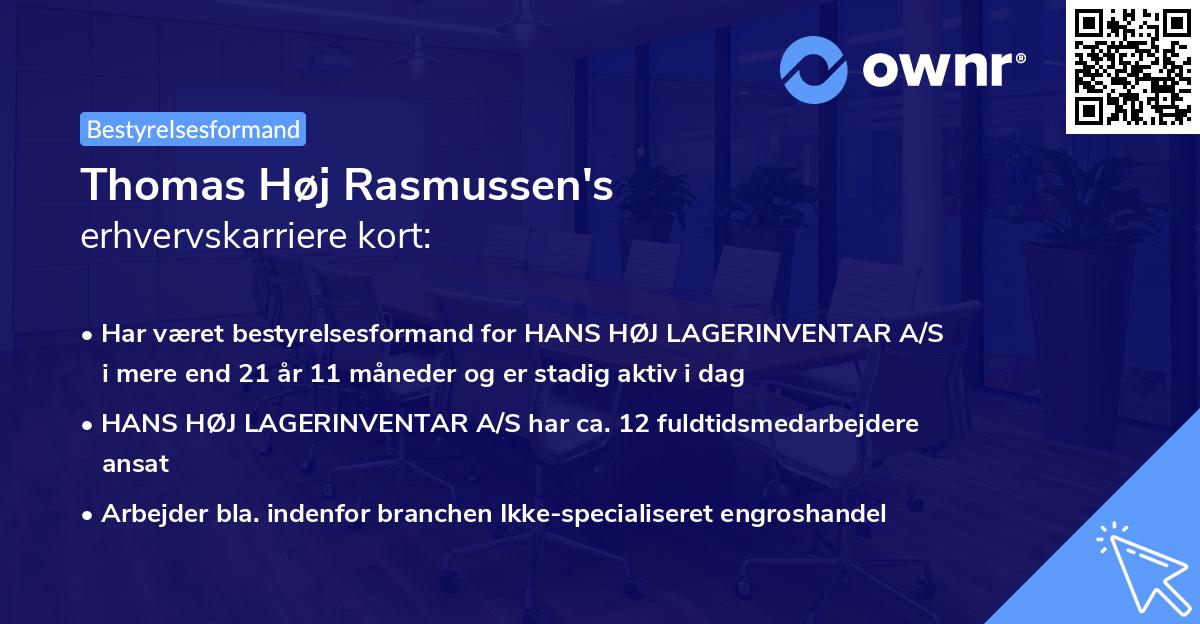 Thomas Høj Rasmussen's erhvervskarriere kort