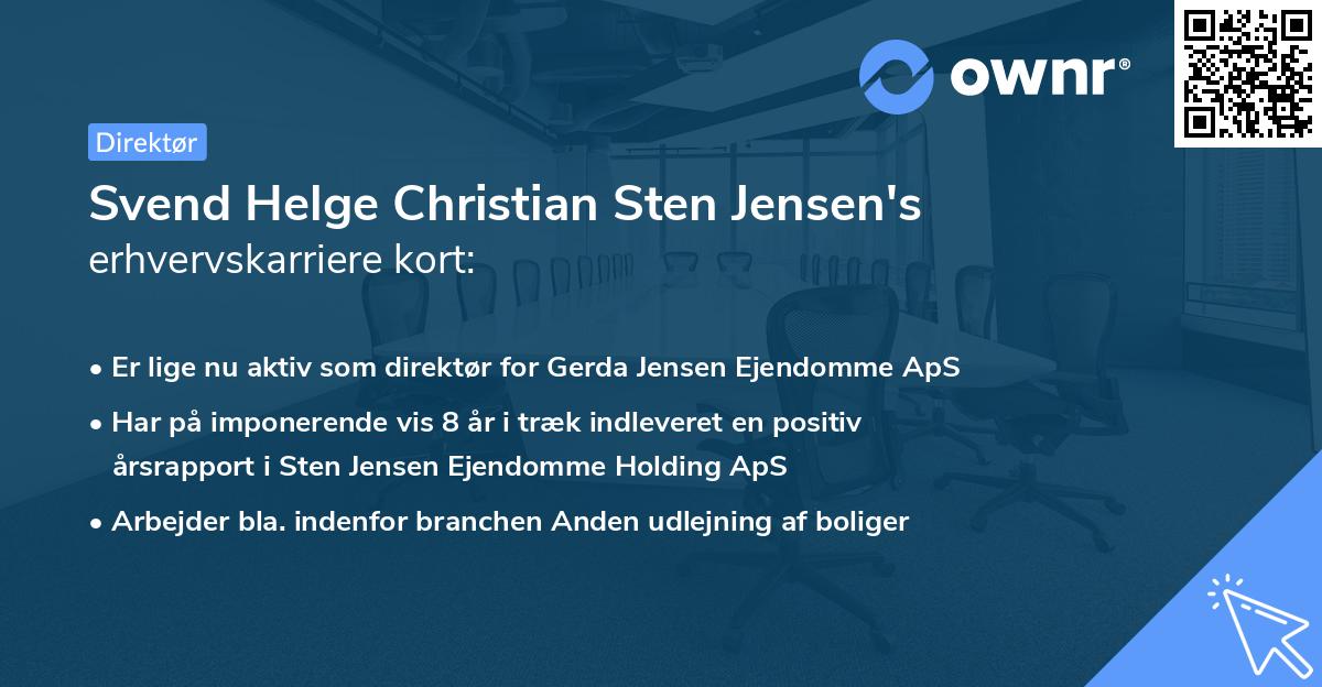 Svend Helge Christian Sten Jensen's erhvervskarriere kort