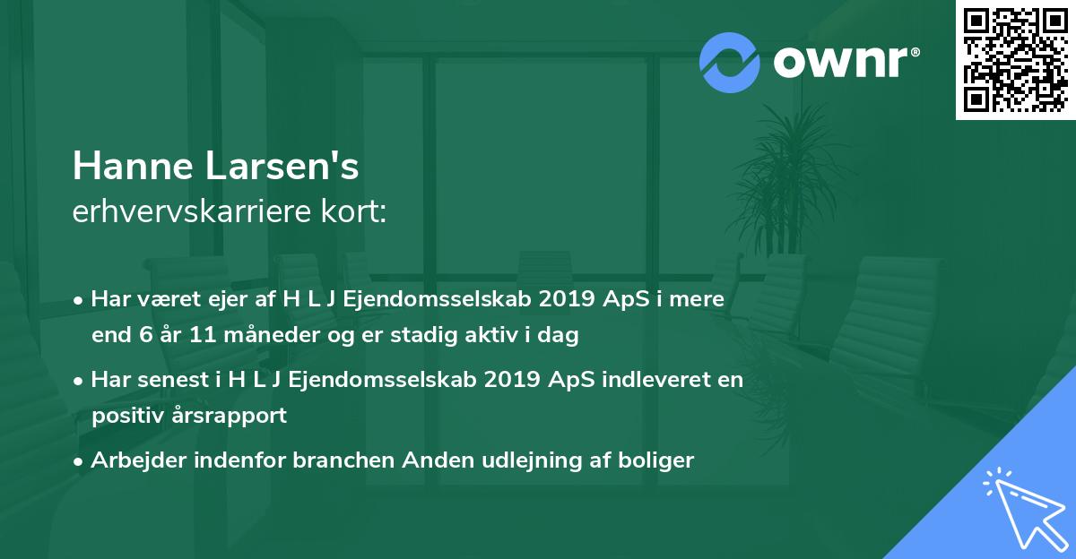 Hanne Larsen's erhvervskarriere kort