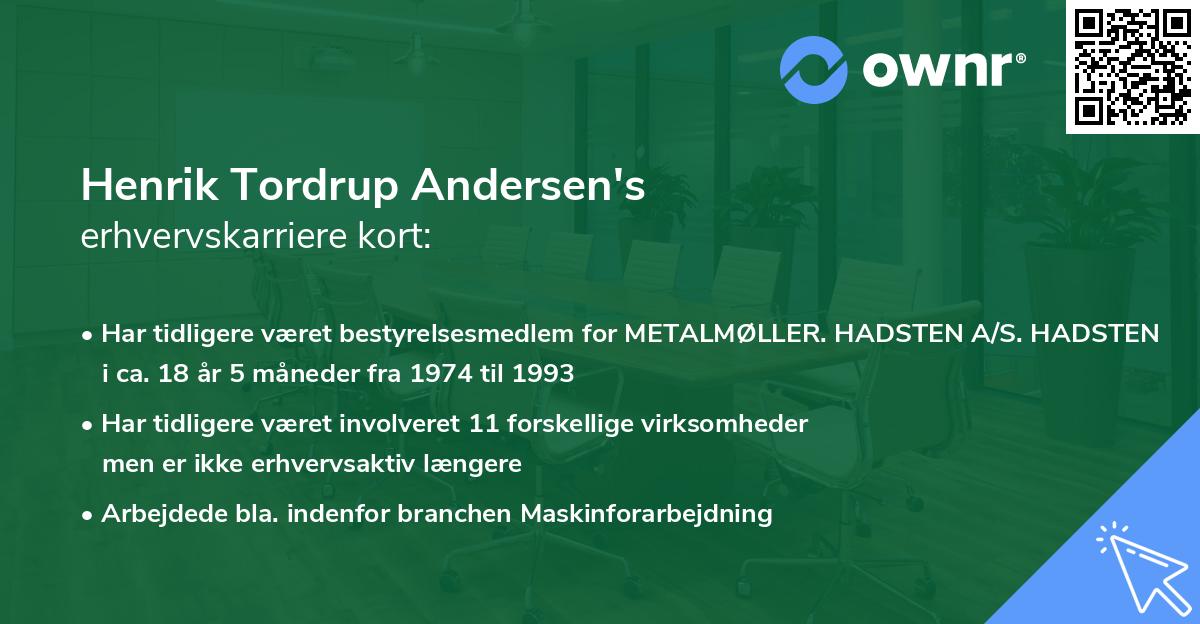 Henrik Tordrup Andersen's erhvervskarriere kort