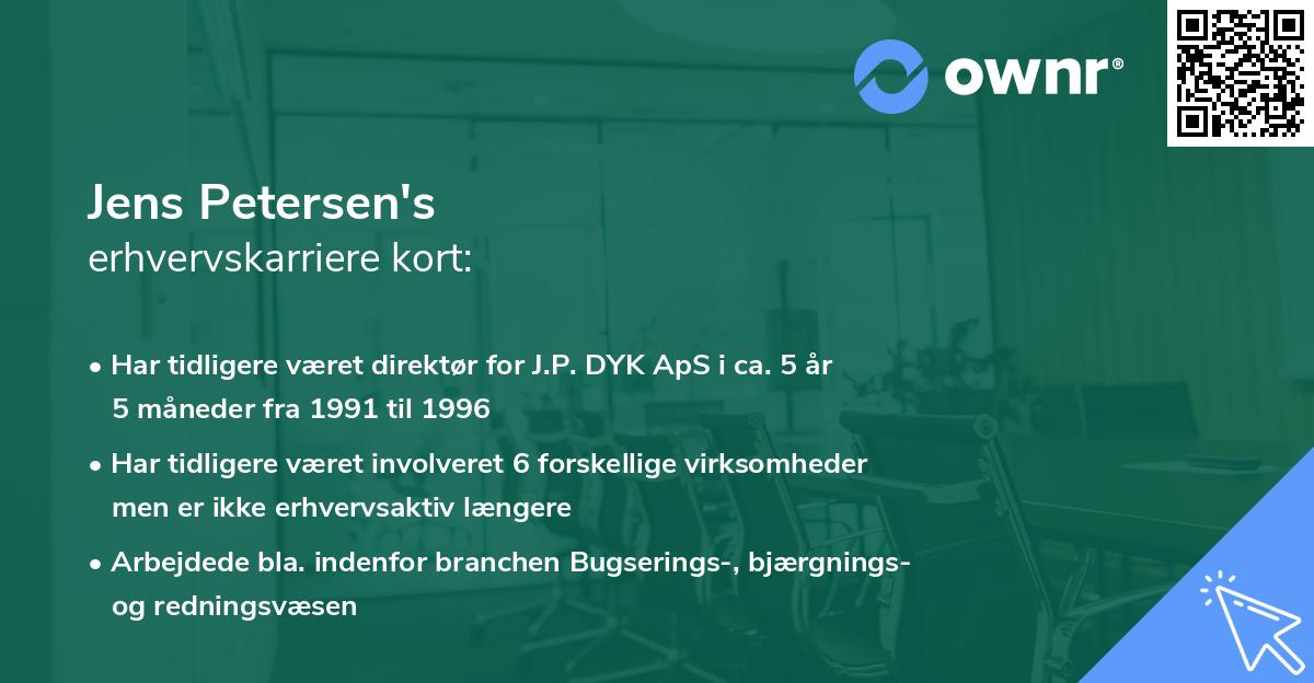 Jens Petersen's erhvervskarriere kort