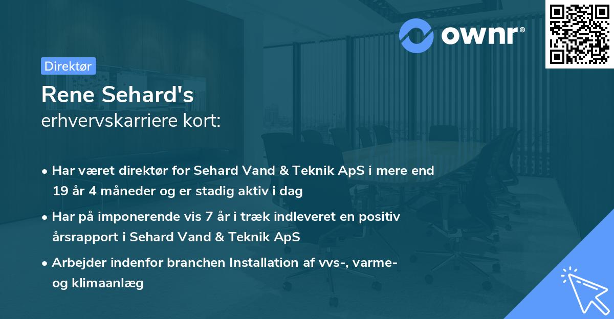Rene Sehard's erhvervskarriere kort