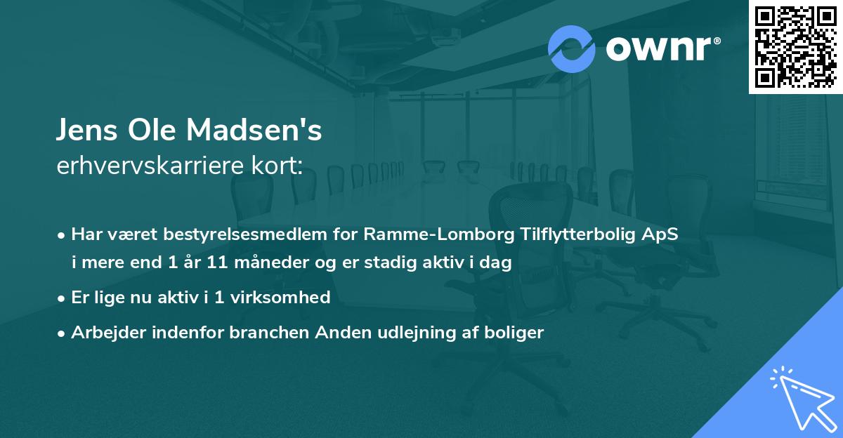 Jens Ole Madsen's erhvervskarriere kort