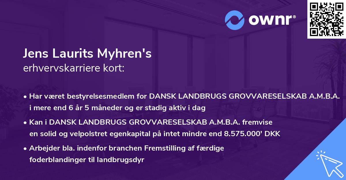 Jens Laurits Myhren's erhvervskarriere kort