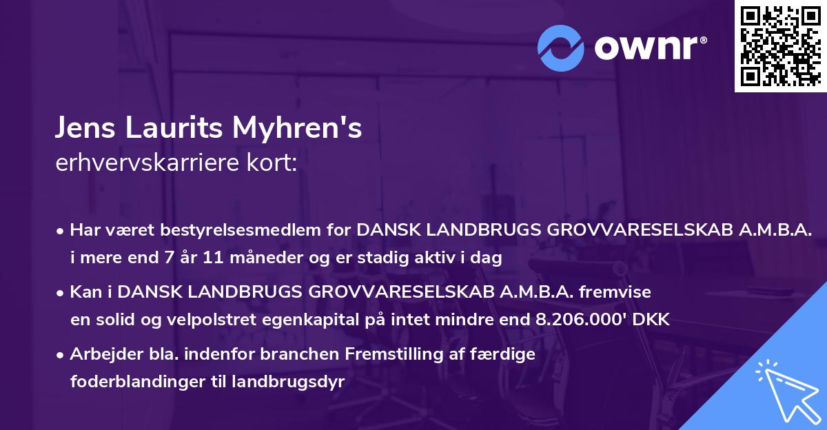 Jens Laurits Myhren's erhvervskarriere kort
