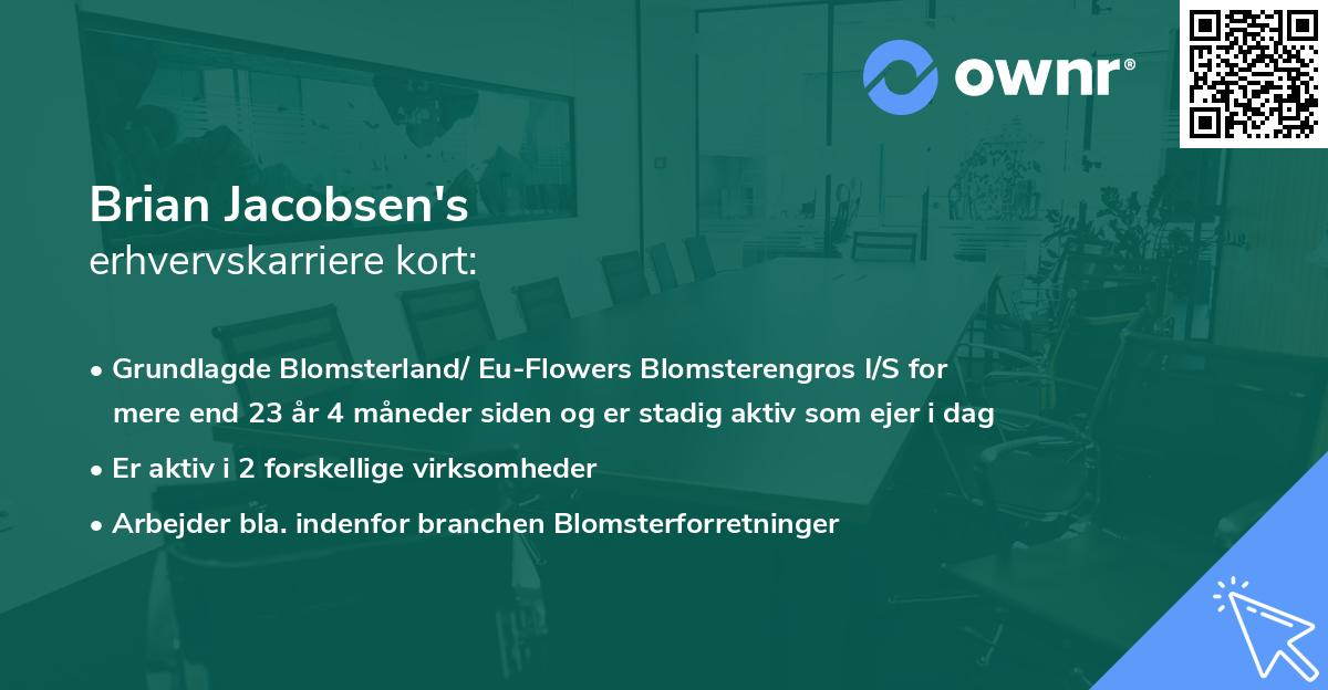 Brian Jacobsen's erhvervskarriere kort