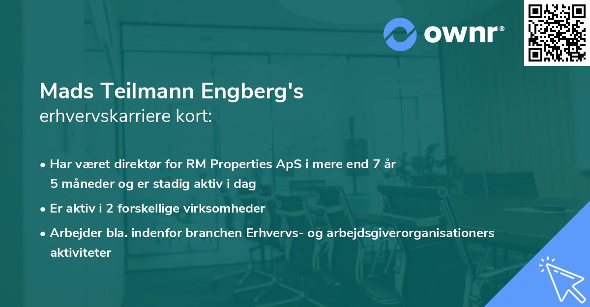 Mads Teilmann Engberg's erhvervskarriere kort
