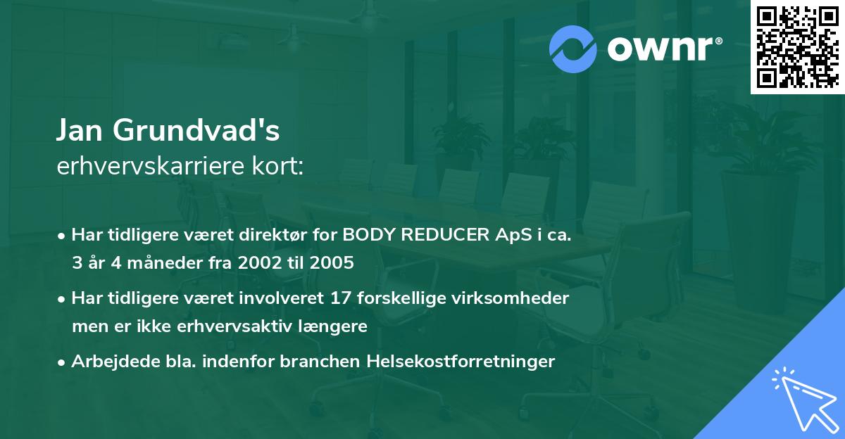 Jan Grundvad's erhvervskarriere kort