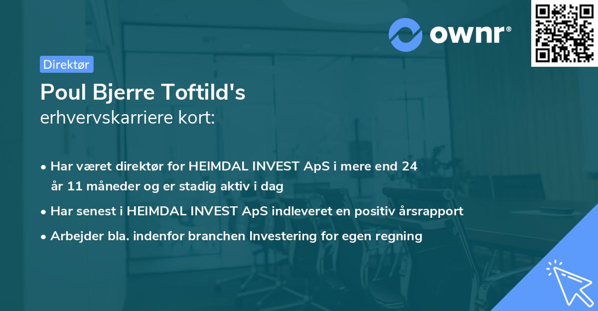 Poul Bjerre Toftild's erhvervskarriere kort