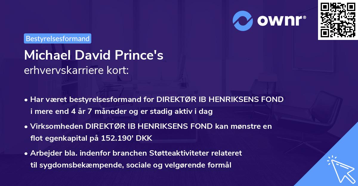 Michael David Prince's erhvervskarriere kort