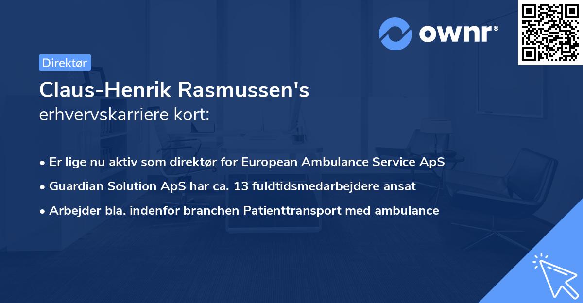 Claus-Henrik Rasmussen's erhvervskarriere kort