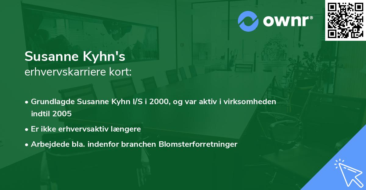 Susanne Kyhn's erhvervskarriere kort