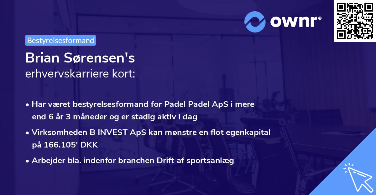 Brian Sørensen's erhvervskarriere kort
