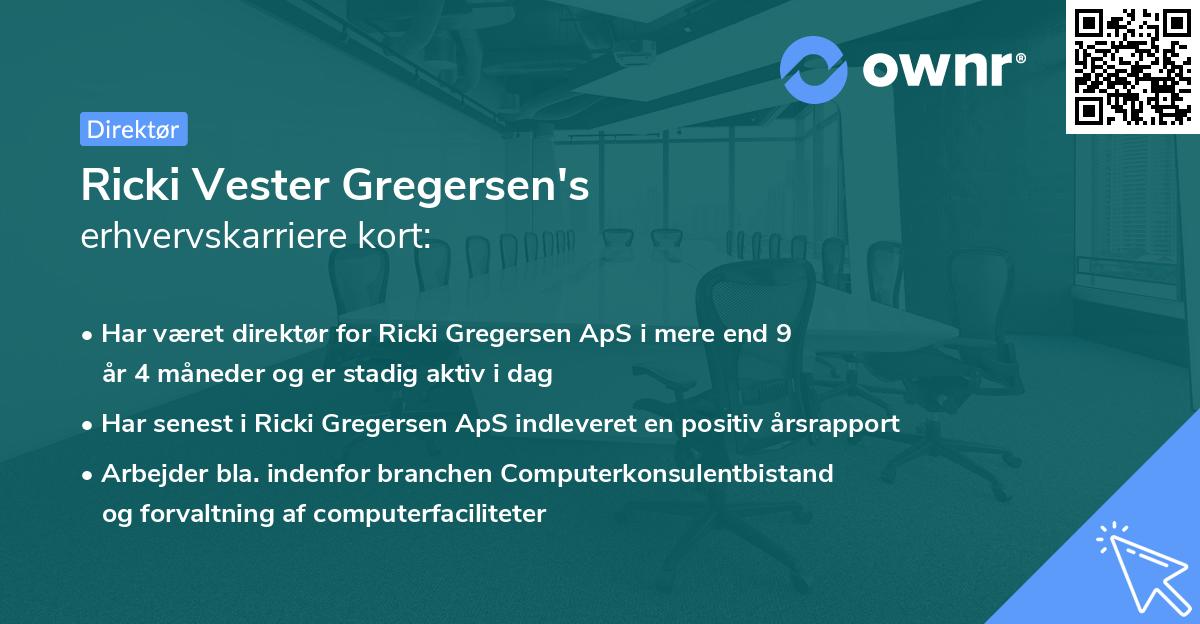 Ricki Vester Gregersen's erhvervskarriere kort