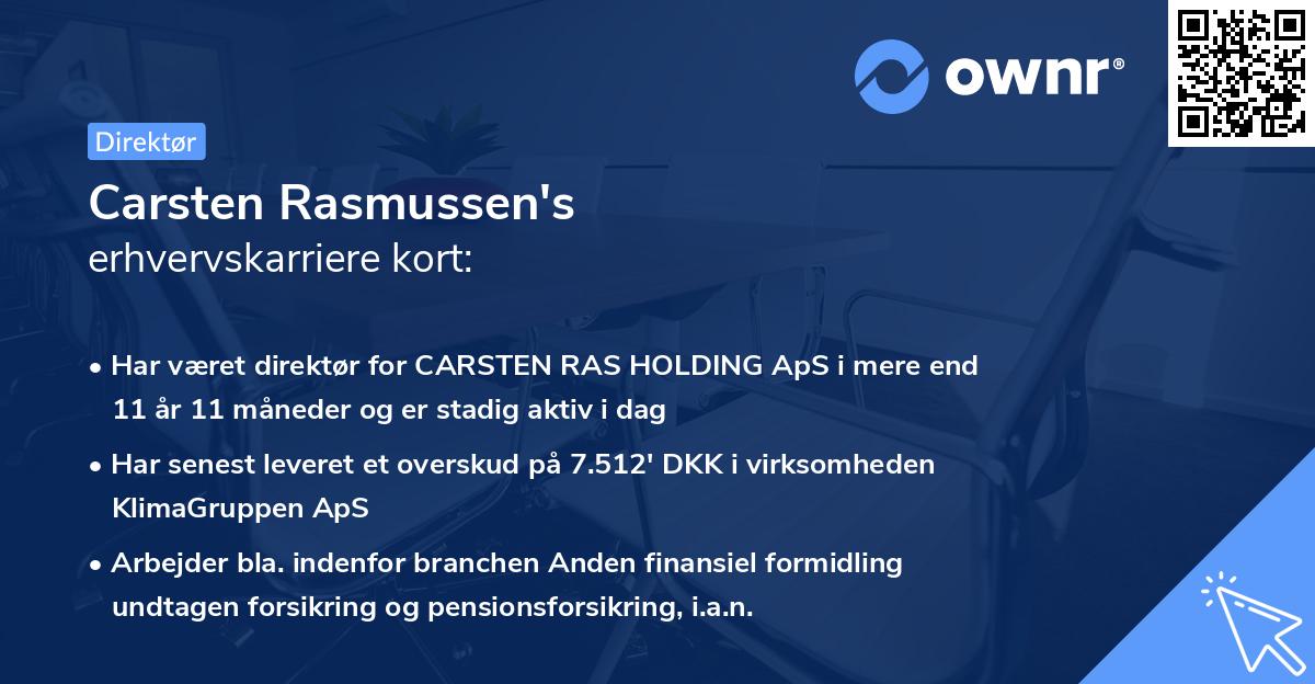 Carsten Rasmussen's erhvervskarriere kort