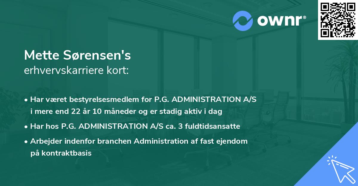 Mette Sørensen's erhvervskarriere kort