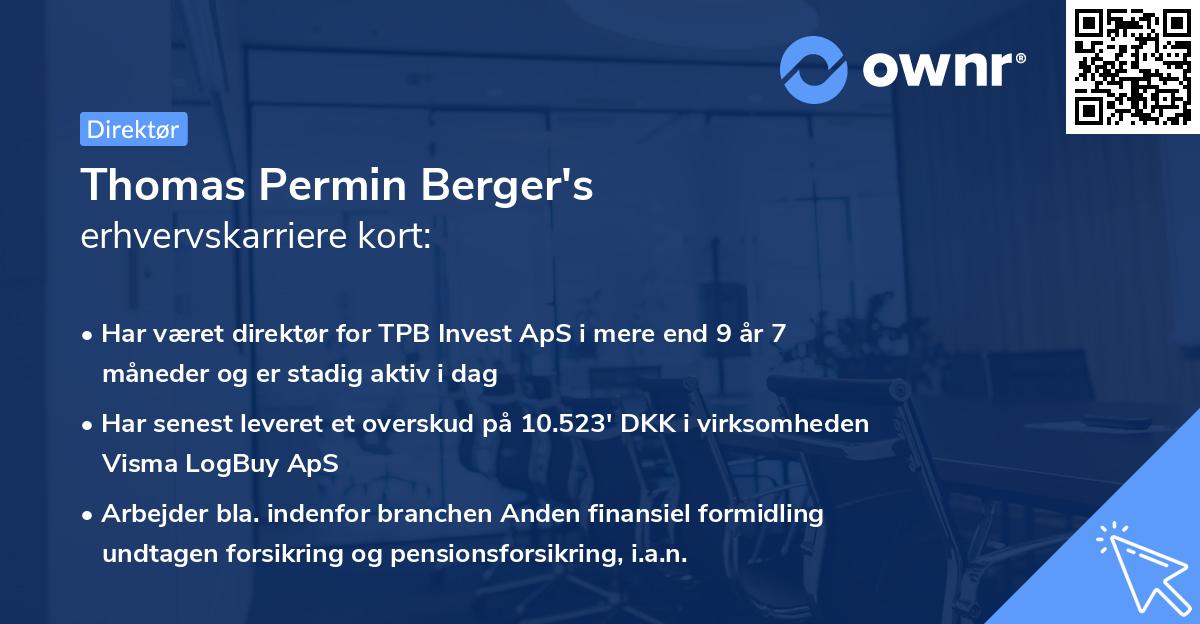 Thomas Permin Berger's erhvervskarriere kort